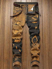 Distressed Denim Jeans With Unique Ripped Design For Men