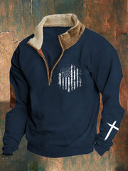 Cozy Half-Zip Pullover Hoodie with Horse Emblem for Outdoor Enthusiasts