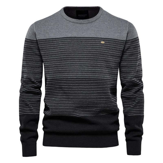 Men's Vintage Crew Neck Striped Knit Sweater 31690461X