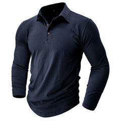 Men's Stylish Long Sleeve Polo Shirt - Perfect For Casual And Formal Wear