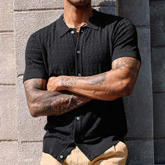 Men's Solid Color Knitted Short Sleeve POLO Shirt MTA0142D9X