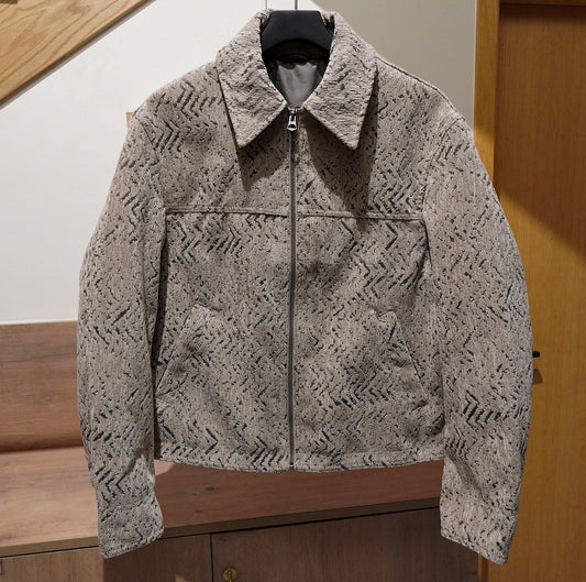 Stylish Patterned Zip-Up Jacket For Casual Elegance