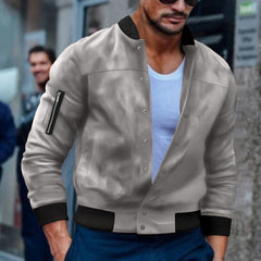 Stylish Men's Bomber Jacket with Zippered Arm Pocket and Snap Button Closure