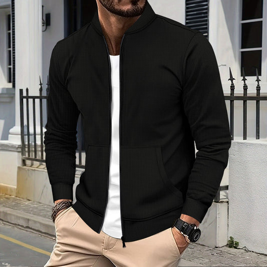 Men's Stylish Black Zip-Up Jacket for Casual and Formal Wear