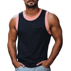 Men's Skin-friendly Cotton Contrast Color Stitching Tank Top MTA2552C4U