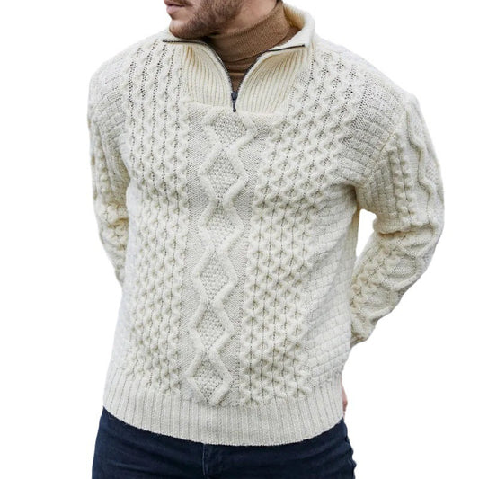 Cable Knit Zip-Up Sweater for Men - Winter Warmth and Stylish Design