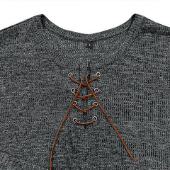 Men's Crew Neck Tie Long Sleeve Outdoor Henley T-Shirt 83787856X