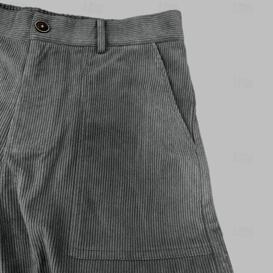 Men's Solid Color Corduroy Multi-Pocket Cargo Straight Pants 99285390Y