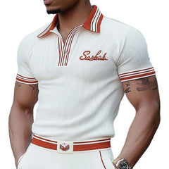 Men's Summer Polo Collar Fashion Knitted Short Sleeve T-Shirt MTA3120C7U