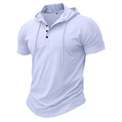 Stylish Men's Hooded Henley T-Shirt - Perfect for Casual and Active Wear