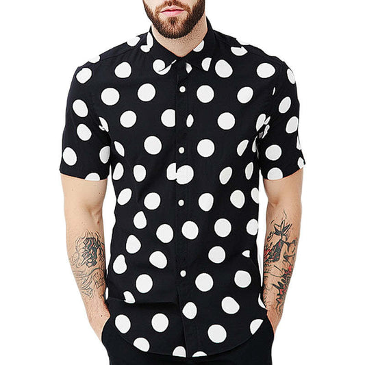 Men's Summer Skin Friendly Polka Dot Casual Short Sleeve Shirt MTA0244D2U