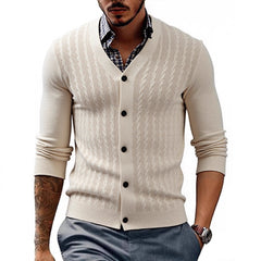 Men's Stylish Cable Knit Cardigan Sweater - Perfect for Casual and Formal Wear