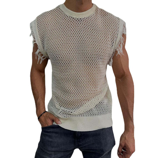 Men's Summer Casual Sexy Fashion Knitted Slim Tank Top MTA1917C6K