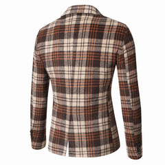 Men's Autumn And Winter Lapel Thickened Plaid Blazer 86064698U