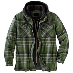 Plaid Hooded Jacket With Quilted Lining - Perfect For Outdoor Adventures
