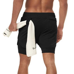 Men's Loose Running Shorts - Double-Layer Design, Multi-Pockets, Athletic/Casual Outdoor Gym Wear
