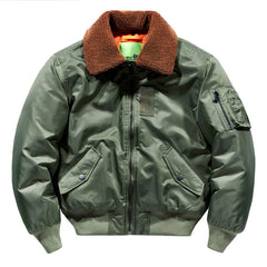 Winter-Ready Bomber Jacket with Detachable Faux Fur Collar - Perfect for Outdoor Adventures