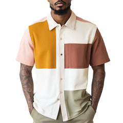 Men's Stylish Contrast Print Short Sleeve Shirt MTA2561C4P