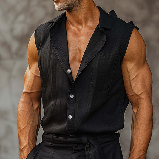 Men's Simple Faux Acetate V-Neck Vest MTA1709C1P