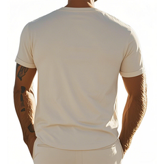 Men's Spring Fashion Casual Suede V-neck Short-sleeved T-shirt MTA0323D5K