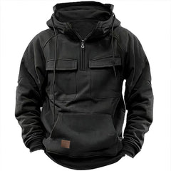 Stylish Black Hooded Jacket with Dual Pockets - Perfect for Casual and Outdoor Adventures