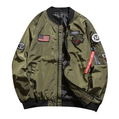 Stylish Bomber Jacket with Reflective Patches for Men - Perfect for Casual and Outdoor Activities