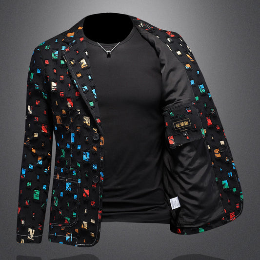 Stylish Embroidered Blazer for Men - Perfect for Spring and Fall Occasions
