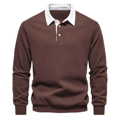 Classic Navy Blue Polo Shirt for Men - Stylish and Comfortable Long Sleeve Design