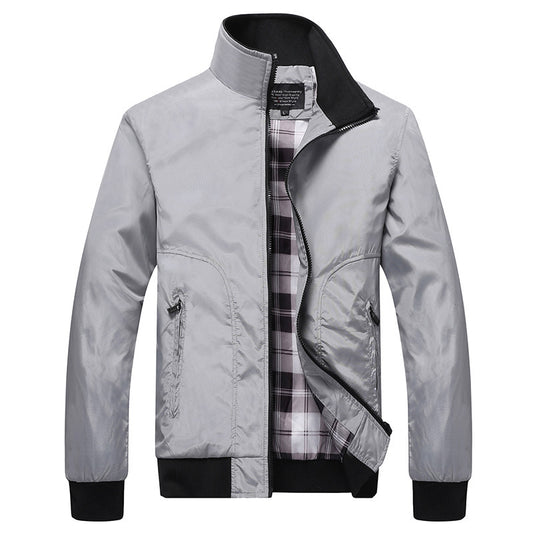 Stylish Men's Bomber Jacket with Plaid Lining - Perfect for Casual and Outdoor Wear