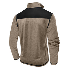 Men's Stylish Half-Zip Pullover with Contrast Panel Design for Casual Wear