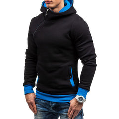 Stylish Men's Hooded Sweatshirt with Asymmetric Zipper Design for Casual Wear