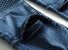 Men's Vintage Distressed Washed Biker Jeans