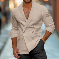 Double-Breasted Casual Blazer for Men - Stylish and Versatile Design