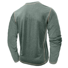 Men's Casual Henley Shirt with Stylish Contrast Stitching