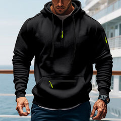 Men's Stylish Hoodie with Half-Zip Closure and Functional Pockets - Perfect for Casual Wear