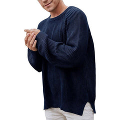 Men's Casual Ribbed Knit Sweater - Perfect for Fall and Winter Layers