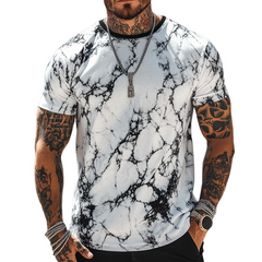 Men's Retro Casual Crack Printed Round Neck Short Sleeve T-Shirt MTA2253C6TO
