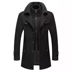 Men's Stylish Black Trench Coat - Perfect for Modern Gentlemen
