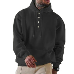 Stylish Button-Up Hoodie For Men - Perfect For Casual And Outdoor Wear