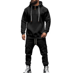 Men's Loose Sports Hooded Sweatshirt And Sports Pants Set 40057919Y