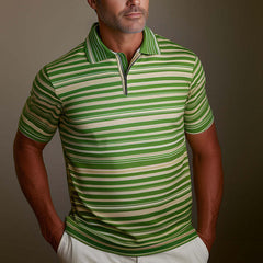 Men's Spring Fashion Retro Striped Print Short Sleeve POLO Shirt MTA2721C5P