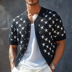 Men's Star Jacquard Short Sleeve Knit Shirt MTA3170C1X