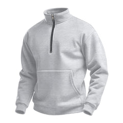 Stylish Half-Zip Pullover Sweatshirt with Pouch Pocket for Everyday Wear