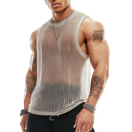 Men's Breathable Mesh Crew Neck Tank Top MTA1779C4X