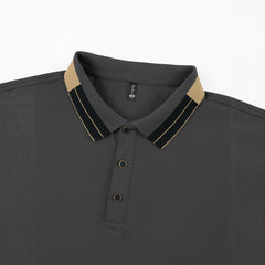 Stylish Long Sleeve Polo Shirt With Contrast Trim For Men