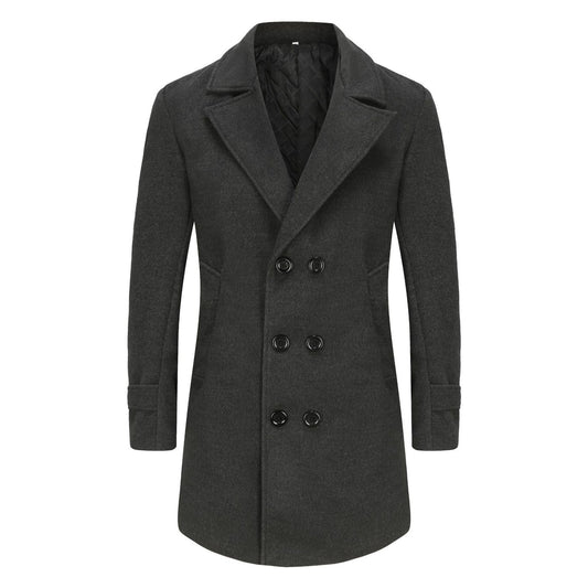 Stylish Double-Breasted Men's Pea Coat - Perfect for Winter and Formal Occasions