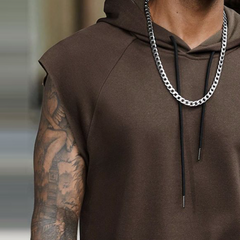 Men's Retro Casual Solid Color Sports Hooded Tank Top MTA1712C1TO