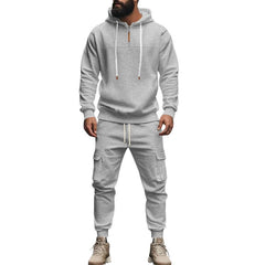 Men's Loose Sports Hooded Sweatshirt And Sports Pants Set 40057919Y