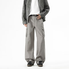 Wide-Leg Cargo Pants with Large Side Pockets for Men - Perfect for Casual and Outdoor Activities