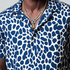 Men's Spring Fashion Leopard Print Casual Sports Short Sleeve Shirt MTA0941D4P